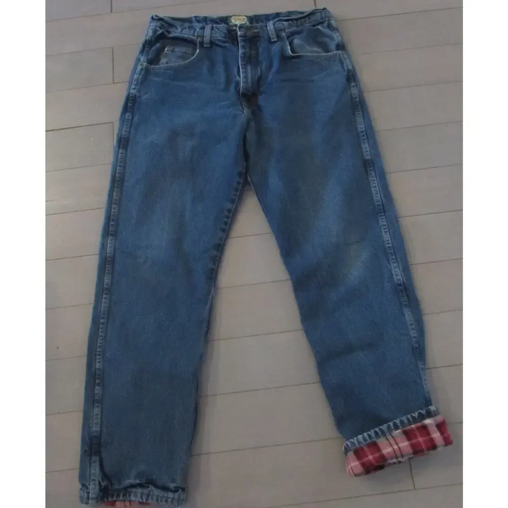 VTG Cabela's Roughneck Men's 34x32 Flannel Lined Jeans Insulated Y2K Workwear
